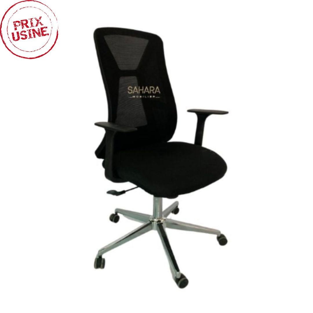 chaises pour les bureaux en MeSH noir piètement chromé
assise réglable en hauteur